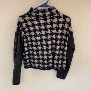 Ann Taylor Mock Neck Houndstooth Sweater Knit top
